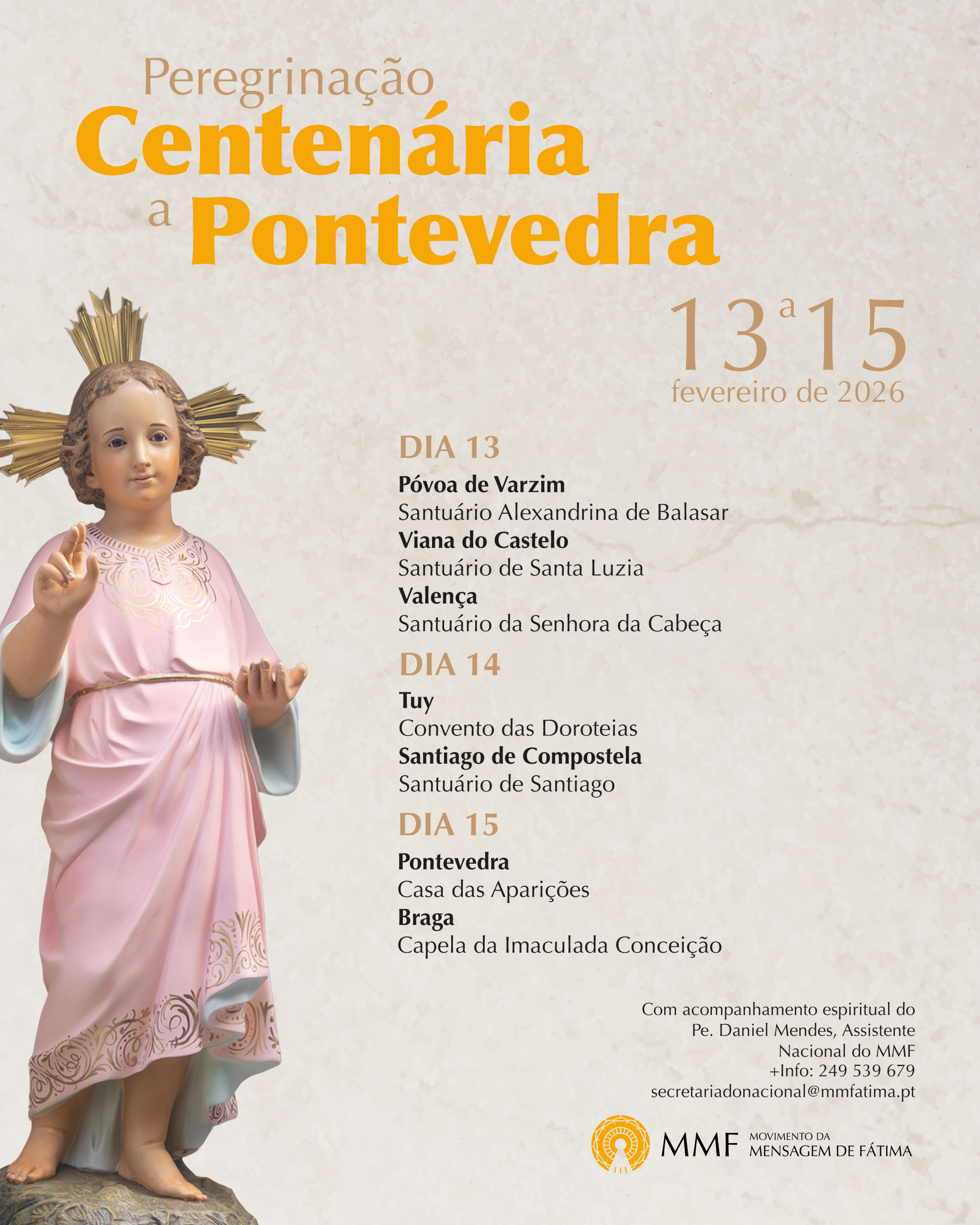 Peregrinação Centenária da Aparição do Menino Jesus à Irmã Lúcia 13 a 15 Fevereiro 2026 